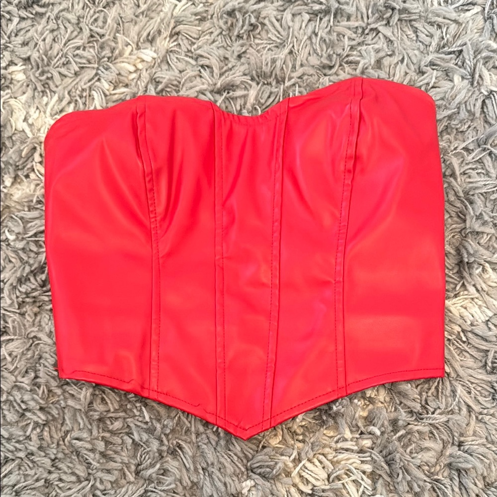 Red Strapless Corset Top
